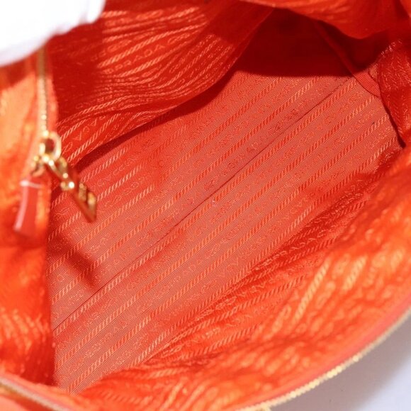 PRADA Hand Bag Nylon Leather 2way Orange Auth 99127 - Picture 10 of 16